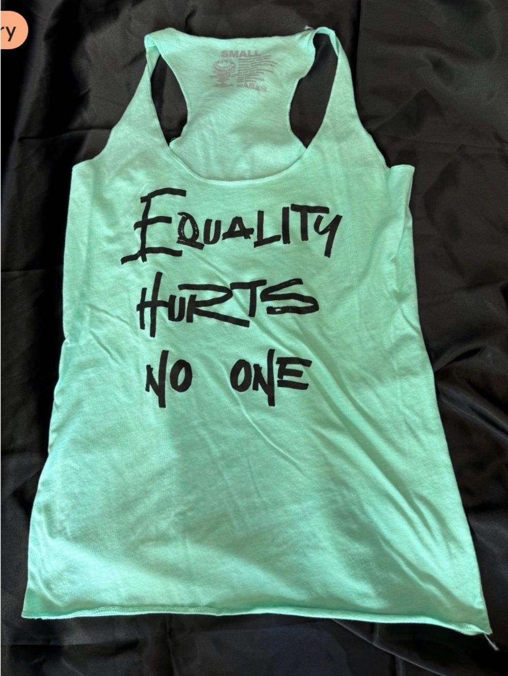 Mint Green Graphic Racerback Tank Top - Equality Hurts No One
